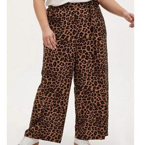 Torrid NWT's Leopard Crepe Self Tie Wide Leg Pant